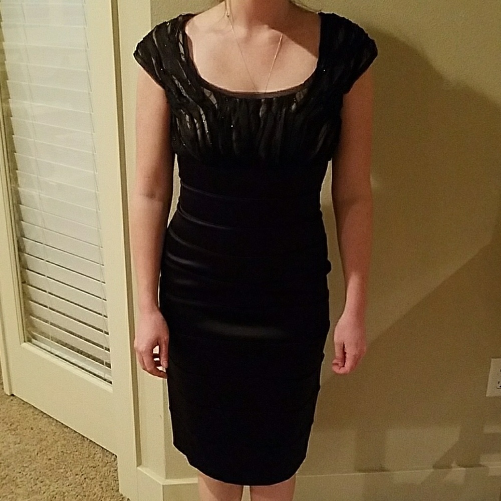 Black satin cocktail dress